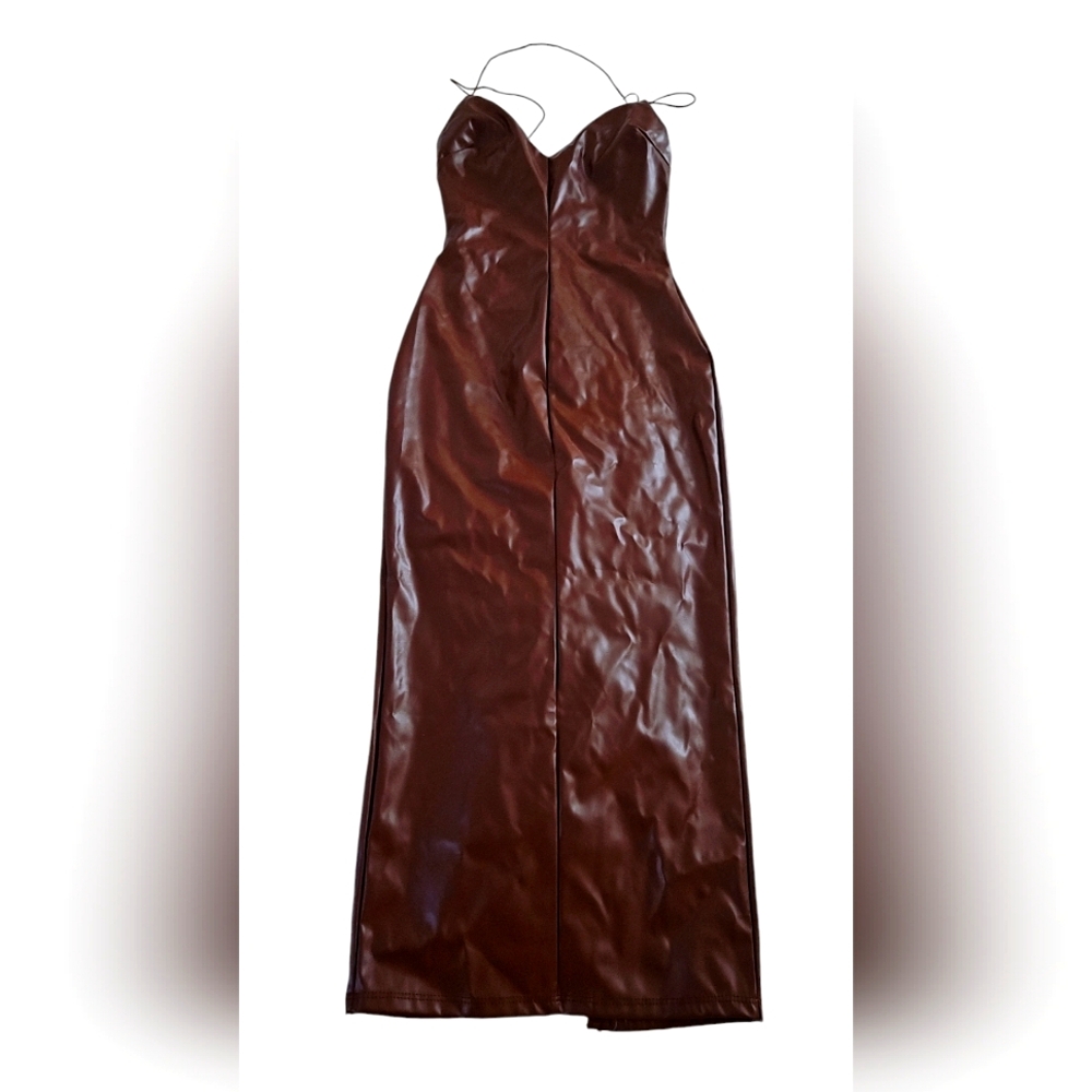 Fashion nova brown leather dress